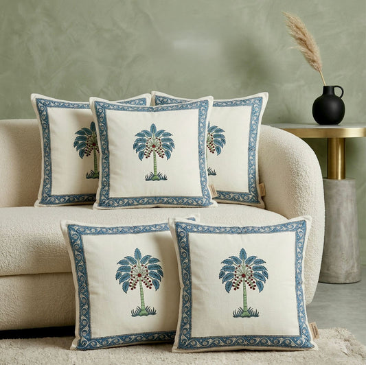 Blue Nilima Mughal Butta Cushion covers | Hand Block Print