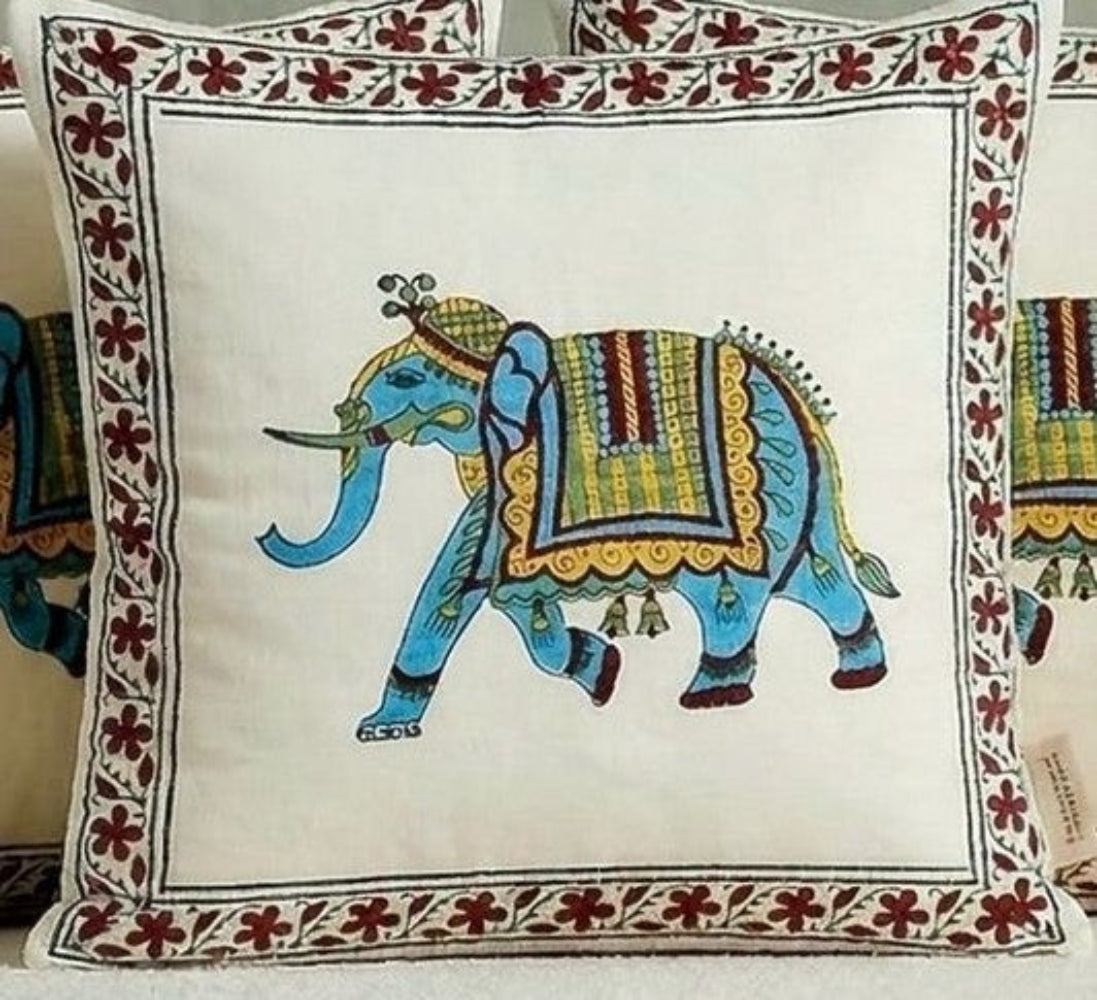 Blue Naveli Mughal Butta Cushion covers | Hand Block Print (Copy)