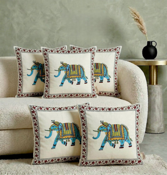 Blue Naveli Mughal Butta Cushion covers | Hand Block Print (Copy)