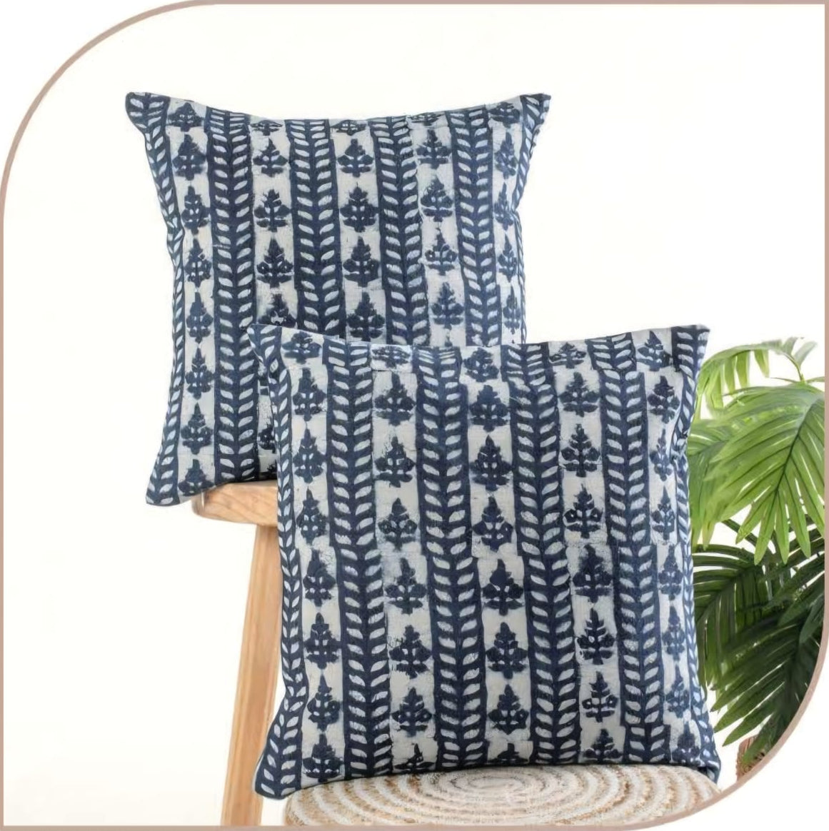 Indigo Vyomika Cushion cover |Hand Blockprint