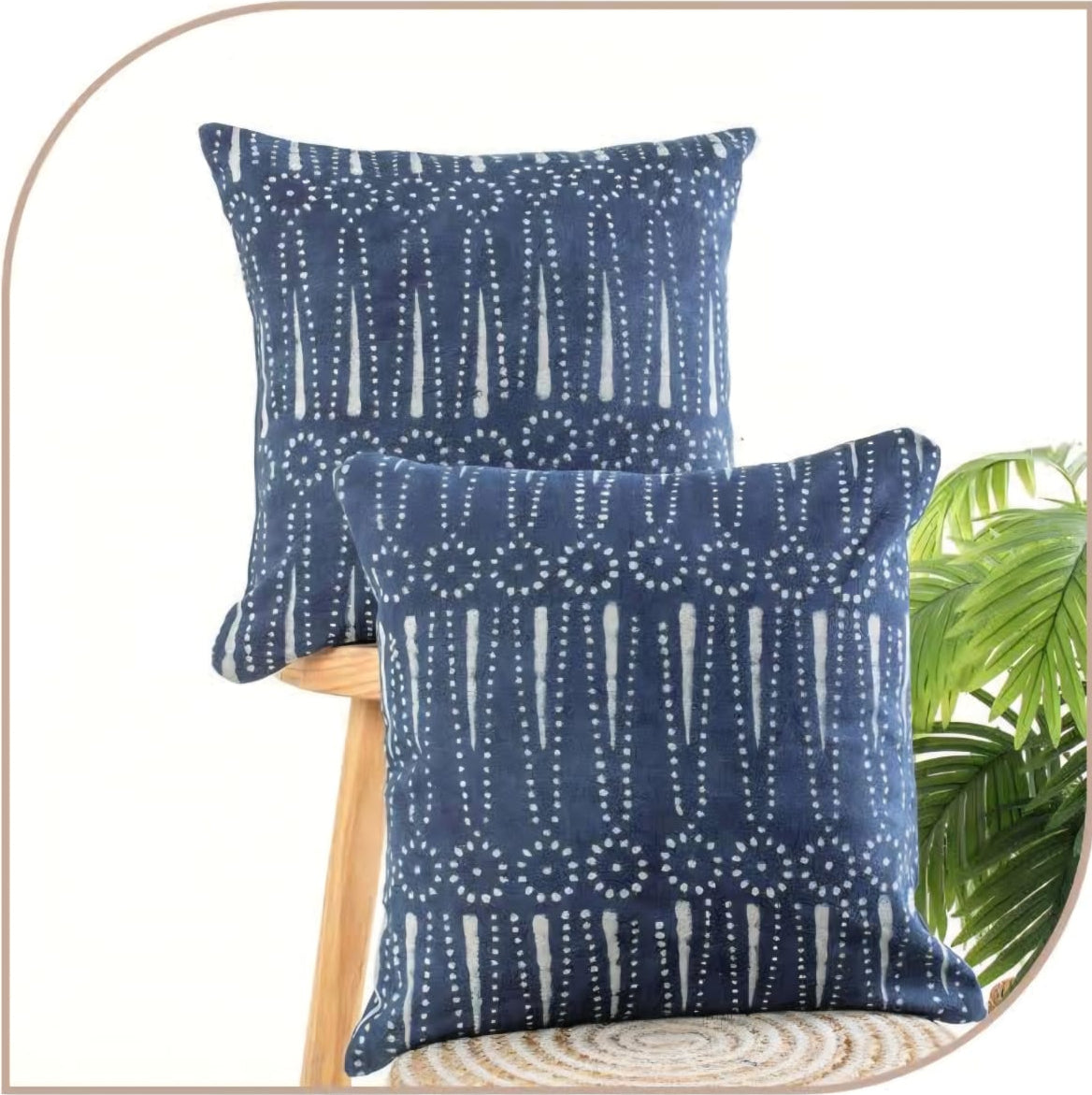 Indigo Nilambari Cushion cover |Hand Blockprint