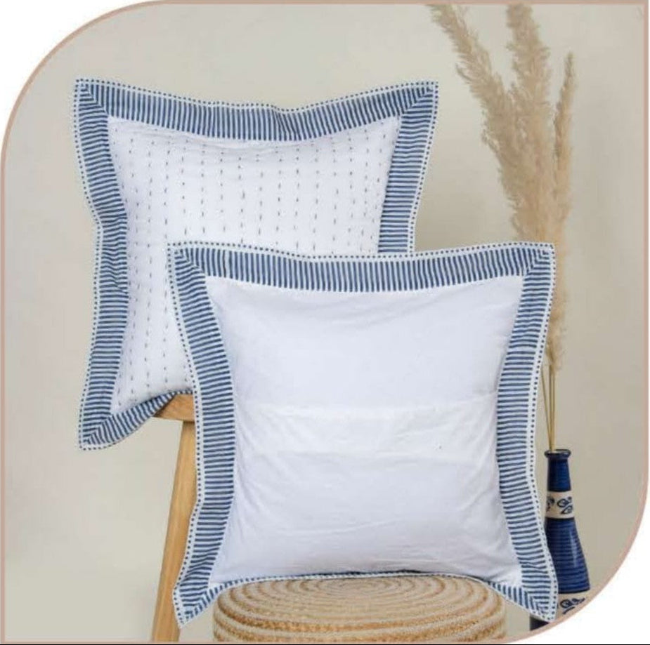 Indigo Kantha Cushion Cover