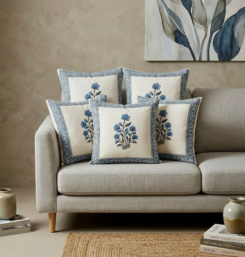 MUGHAL BUTTI HAND BLOCK PRINT CUSHION COVERS
