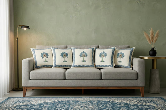 Blue Nilima  Mughal Butta Cushion covers | Hand Block Print