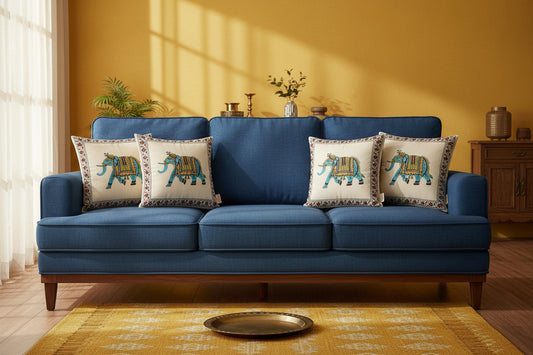Blue Naveli  Mughal Butta Cushion covers | Hand Block Print (Copy)