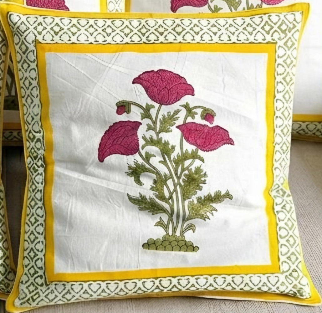 Magenta Samridhi Mughal Butta Cushion covers | Hand Block Print