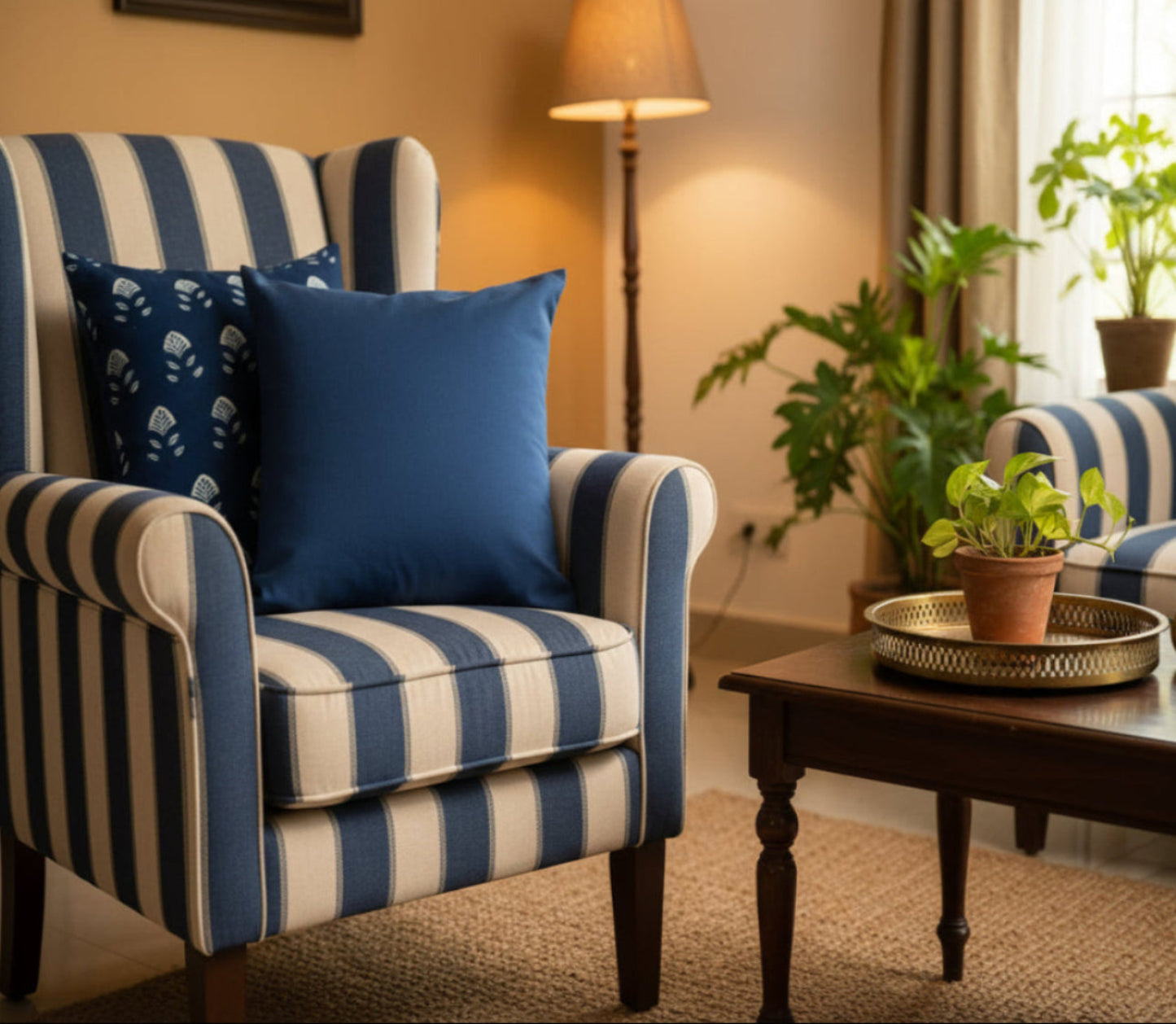 Indigo Gagana Cushion cover |Hand Blockprint