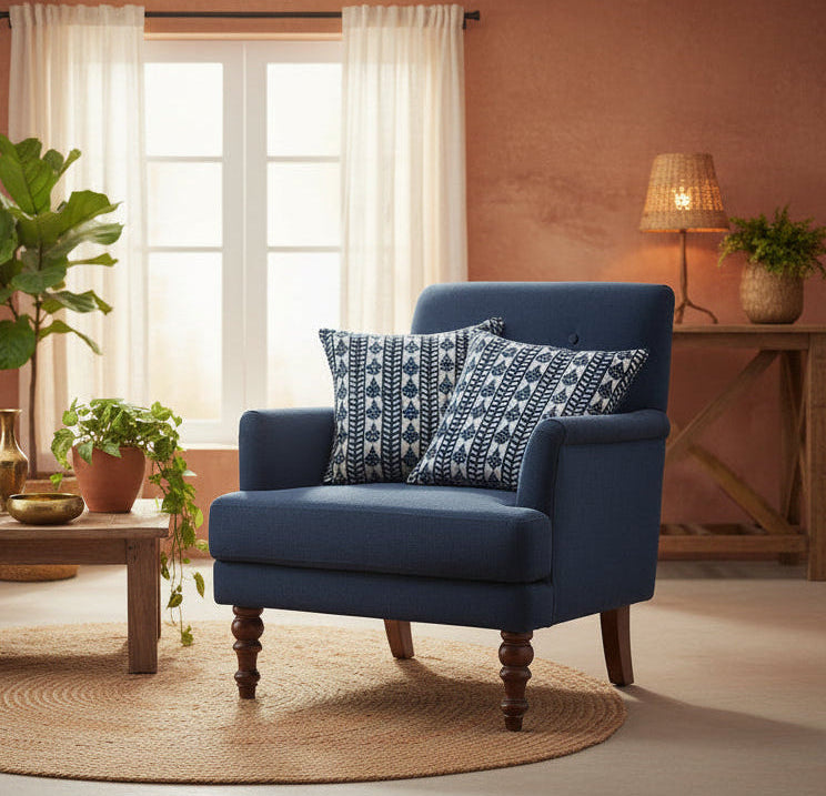 Indigo Vyomika Cushion cover |Hand Blockprint