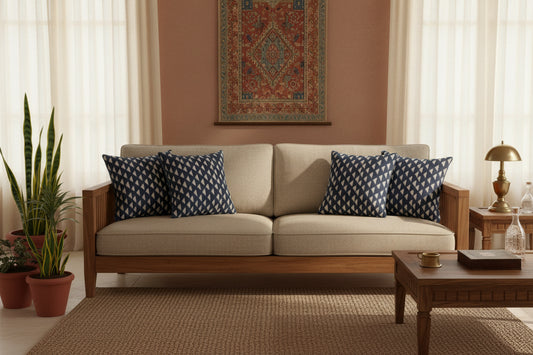Indigo Salila Cushion cover |Hand Blockprint