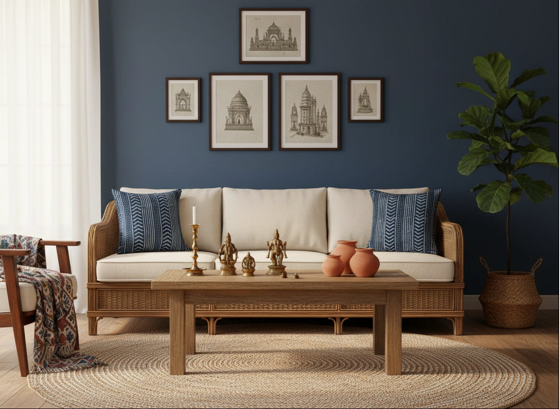 Indigo Megha Cushion cover |Hand Blockprint
