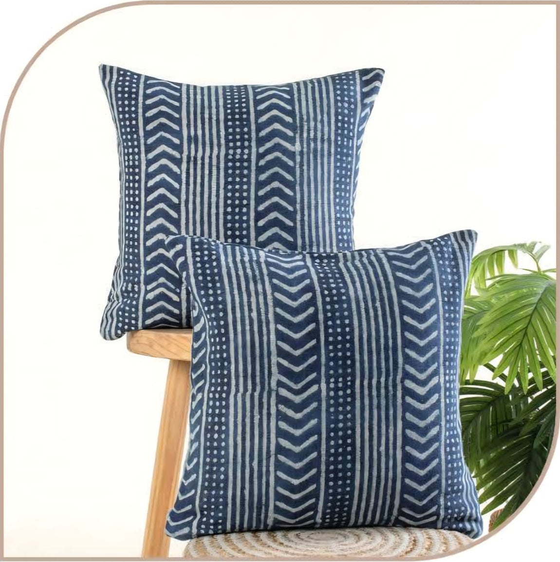 Indigo Megha Cushion cover |Hand Blockprint