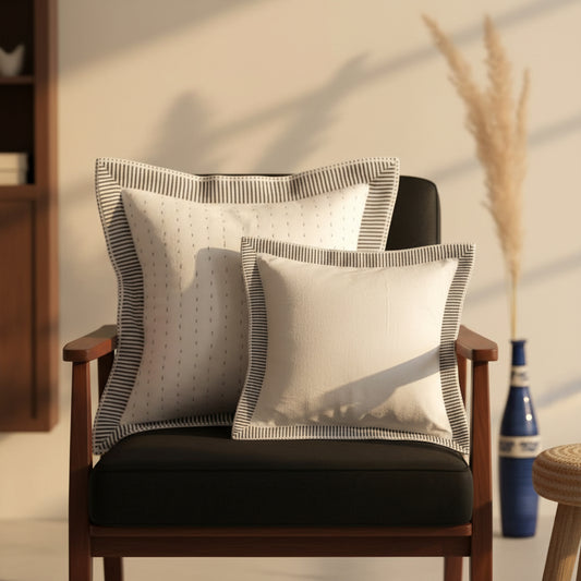 Black  Kantha Cushion Cover