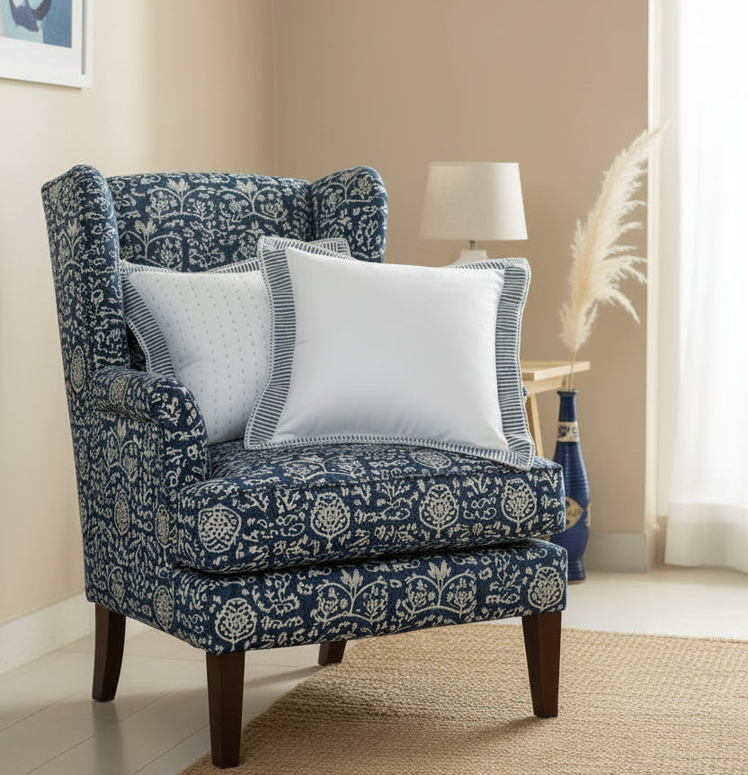Indigo Kantha Cushion Cover