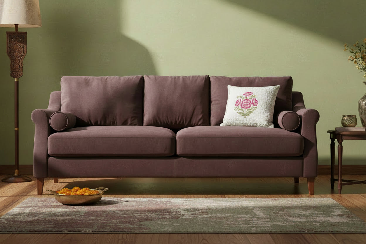 Pink Ashoka Quilted Cushion covers |Hand Block Print
