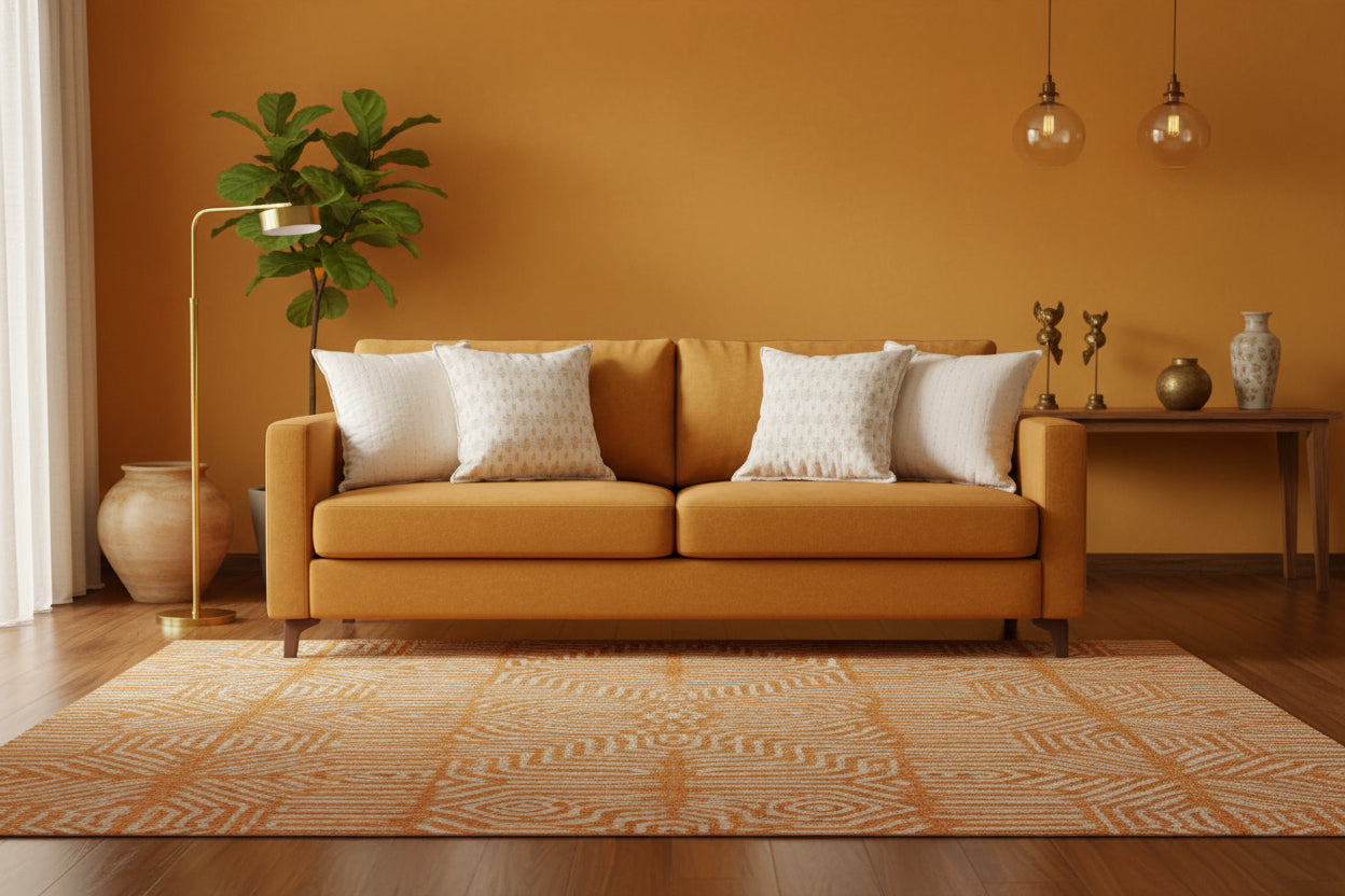 Yellow Butti Kantha  Cushion cover |Hand Blockprint