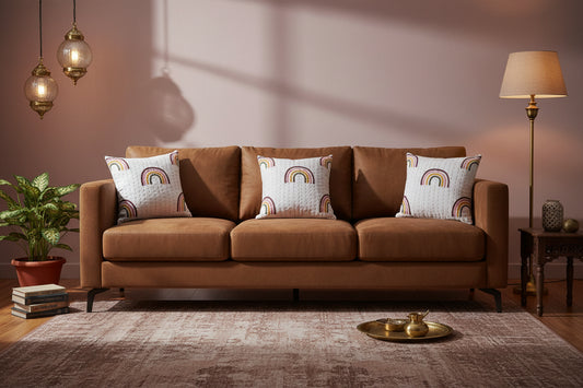 Brown Rainbow  Kantha Cushion cover |Hand Blockprint