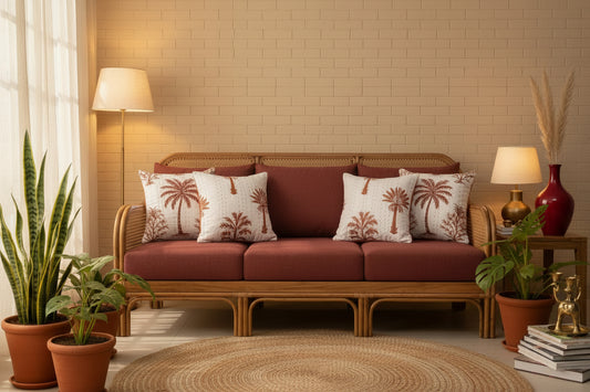 Red Palm  Kantha Cushion cover |Hand Blockprint